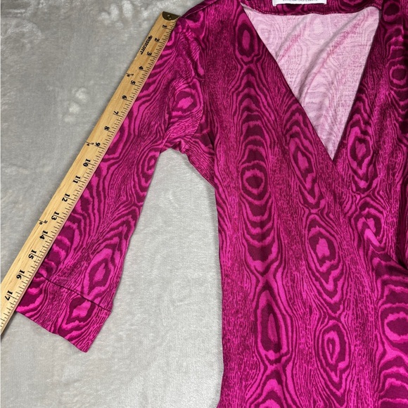 Diane Von Furstenberg DVF 100% Silk Julian Two Grain Pink Wrap Mini Dress Size 0 - Picture 11 of 16